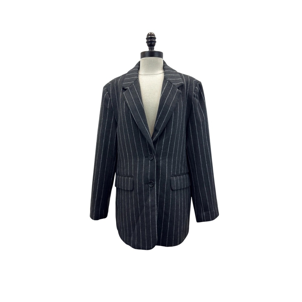 Pistola Blazer Women S Charcoal Chalk Stripe New Wool Blend Pinstripe Jacket